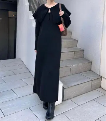 [ 새상품급 ] mystic BIG 컬러 원피스 블랙 니트 롱 원피스