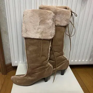 베이지 스웨이드 롱 부츠 L