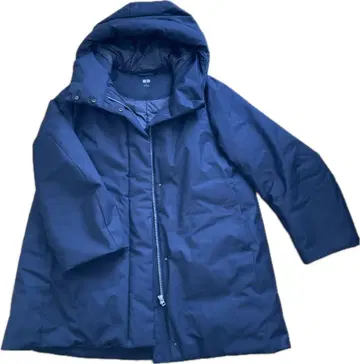 유니클로 하이브리드 다운 코트 후드 부착 네이비