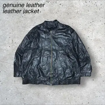빈티지 천연 가죽 가죽 자켓 싱글 라이더 블랙 블랙