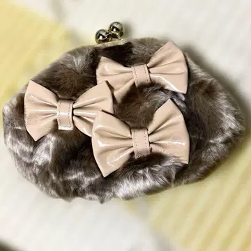 리즈리사 리본 퍼백 핑크 걸리시 미니백 베이지