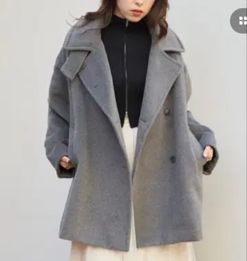 Chico 샤기 스탠드 미들 기장 오버코트