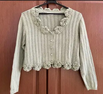 트리트유어셀프 핸드메이드 플라워 니트 가디건
