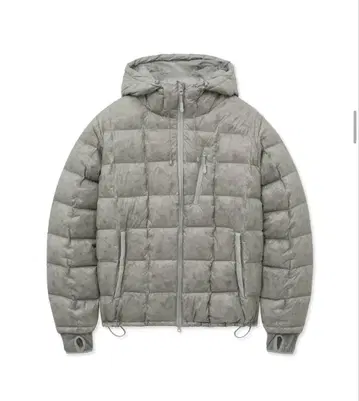 그레이 퀼팅 다운 자켓 후드 부착