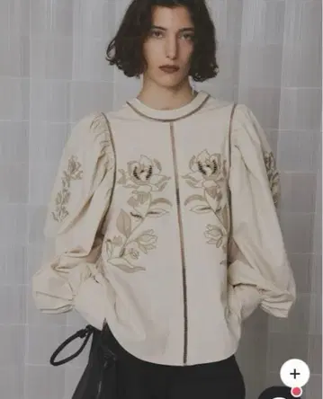 amerivintage PUFF EMBROIDARY LACE BLOUSE