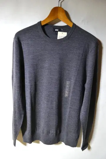 새상품 유니클로 메리노 크루넥 스웨터 그레이 L 남성용 니트 미사용