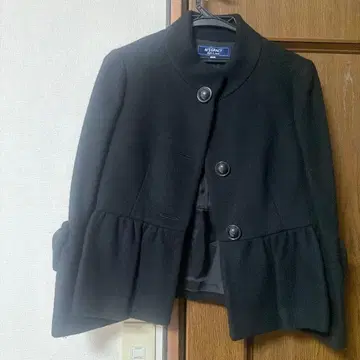 엠즈 그레이시 리본 포함 노카라 자켓 코트 블랙