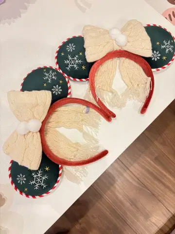 즉시 배송! 크리스마스 미키 머리띠 2개 세트 눈꽃 디자인