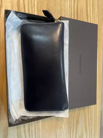 COCOMEISTER 라운드 지퍼 장지갑 가죽 다크 네이비