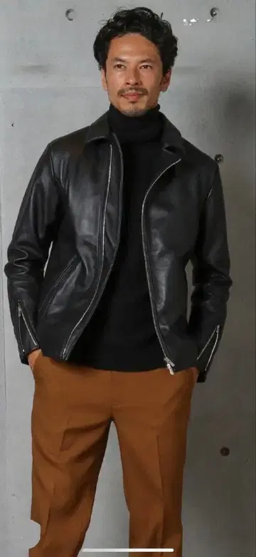 MEN'S BIGI 가죽 자켓 라이더스 다크 그린