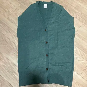 leilil 오버 사이즈 실크 혼방 슬리브리스 가디건 38 그린