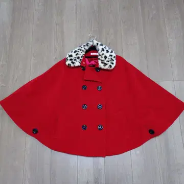 새상품급 angelina 빨간색 케이프 코트 레오파드 옷깃