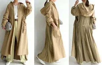 안티카 플리츠 절개 롱 코트 롱 자켓 가디건