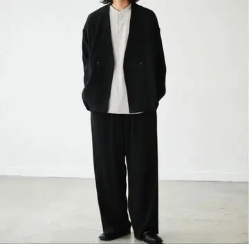 플리츠 셋업 (노카라 자켓, 팬츠)