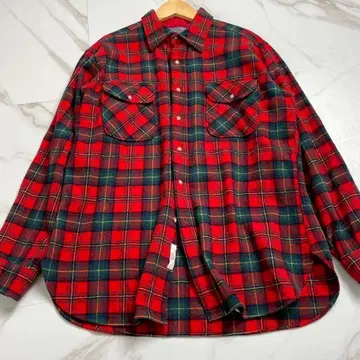 70s 새상품급 PENDLETON 펜들턴 보드 셔츠 빨간색 타탄 체크