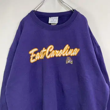 챔피온 이스트 캐롤라이나 팀 로고 자수 퍼플 맨투맨