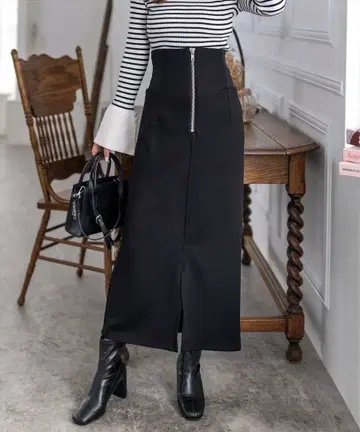 clear 클리어 허리 리브 I라인 스커트 BK XS 사이즈