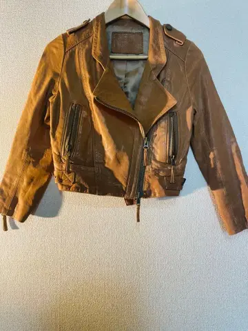 GLOSS CONTINENTAL 브라운 가죽 라이더 자켓