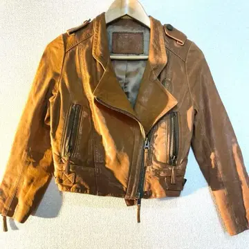 GLOSS CONTINENTAL 브라운 가죽 라이더 자켓