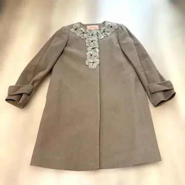 sunauna 꽃 모티브 카멜 노카라 코트 사이즈 40