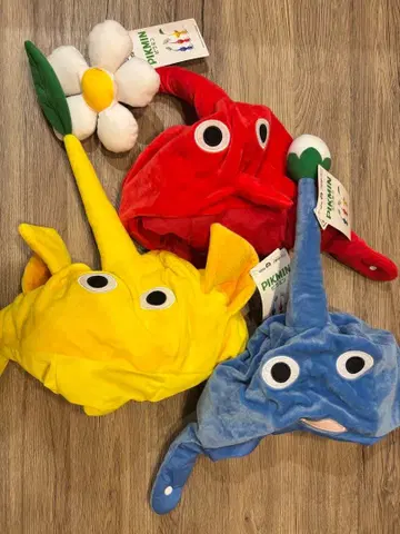 피크민 봉제 인형 모자 3색 세트