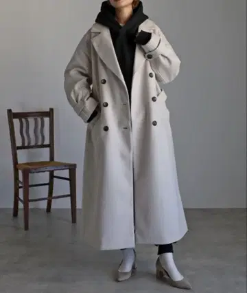 봉쥬르 사간 엄브렐라 요크 더블 코트 여성용 라이트 그레이 M