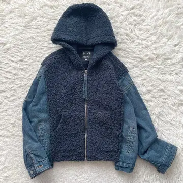 MELANGE 데님 보아 지퍼 자켓