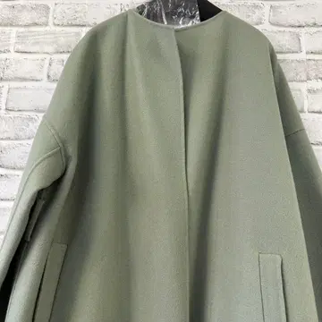 두꺼운 원단 그린 노카라 자켓