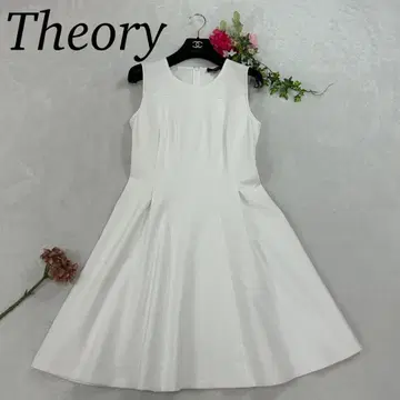 J943 새상품급 L 띠어리 플레어 무릎 기장 원피스 화이트 여성용