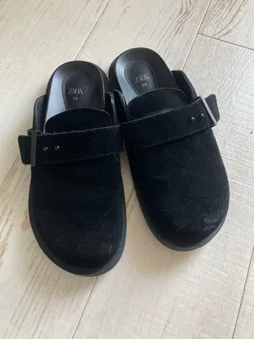 ZARA 스웨이드풍 클로그 샌들 38