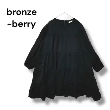 브론즈베리 튜닉 긴팔 블랙 F 체형 커버 플레어