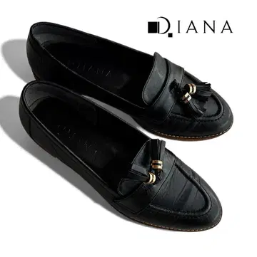 긴자 다이애나 부드러운 천연 가죽 태슬 로퍼 블랙 22.5