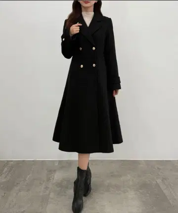 허리 쉐이프 트위드 롱 코트