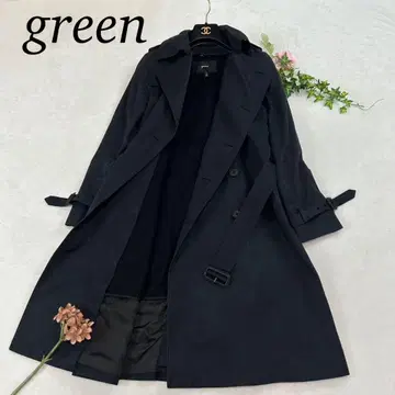 J944 M 그린 라이너 벨트 트렌치코트 블랙 여성용