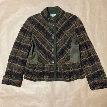 [BLANCE] 체크 무늬 자켓 M 사이즈 올리브 그린/브라운