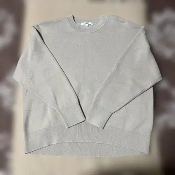 UNIQLO 스무스 코튼 릴랙스 크루 스웨터 M 베이지