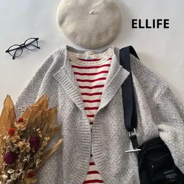 b1818* ELLIFE 엘리페 네프 울 부클레 니트 가디건