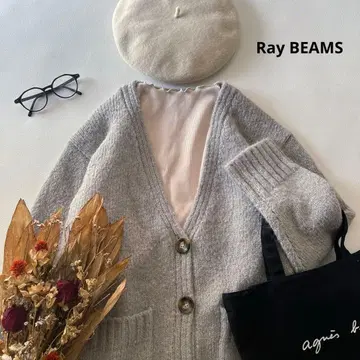 b1806* 레이빔즈 브러쉬얀 V넥 니트 가디건