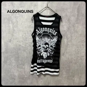# ALGONQUINS 스트라이프 해골 탱크탑 상의