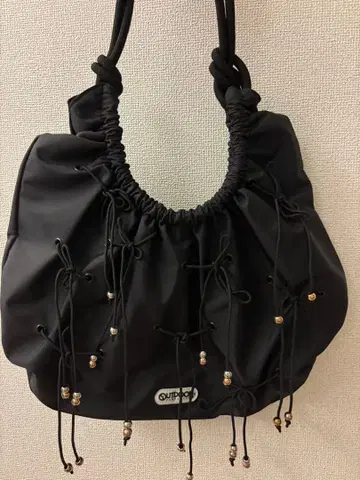 블랙 드로우 스트링 토트백