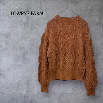 로리즈팜 니트 M 브라운 케이블 짜임 루즈핏 세련된 가을/겨울