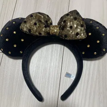 디즈니 머리띠 블랙과 금색 도트