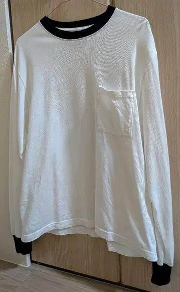 BEAMS+ 빔즈 2톤 포켓 긴팔 T셔츠 화이트 일본제