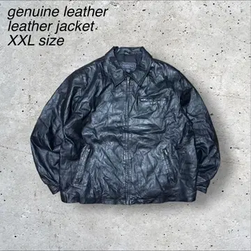 빈티지 천연 가죽 자켓 XXL 블랙