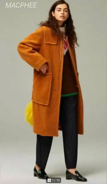 MACPHEE 맥피 링 보아 노카라 코트 카멜