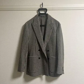 GOOVI 더블 브레스트 체크 자켓