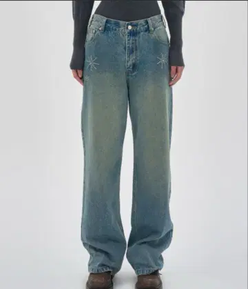 PARTIMENTO WOMEN 젬스톤 와이드 레그 데님 청바지