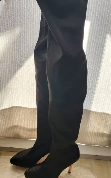 미사용급 Rady 니하이 부츠 s 사이즈 블랙 새틴 23cm 롱