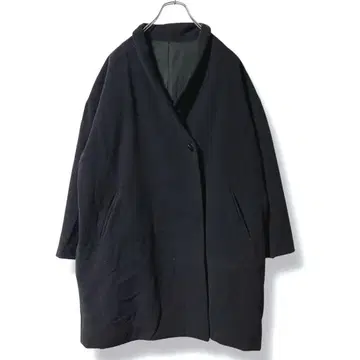 새상품급 오로네 울 자켓 미들 코트 원 버튼 벌룬 블랙