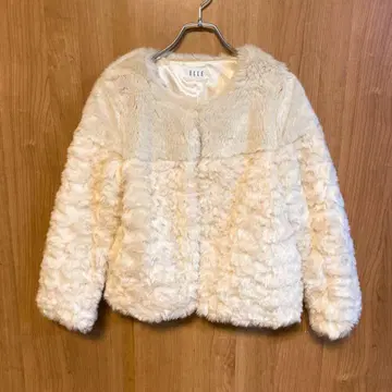 [ 엘르 ] ELLE 숏코트 자켓 퍼 블루종 화이트 M